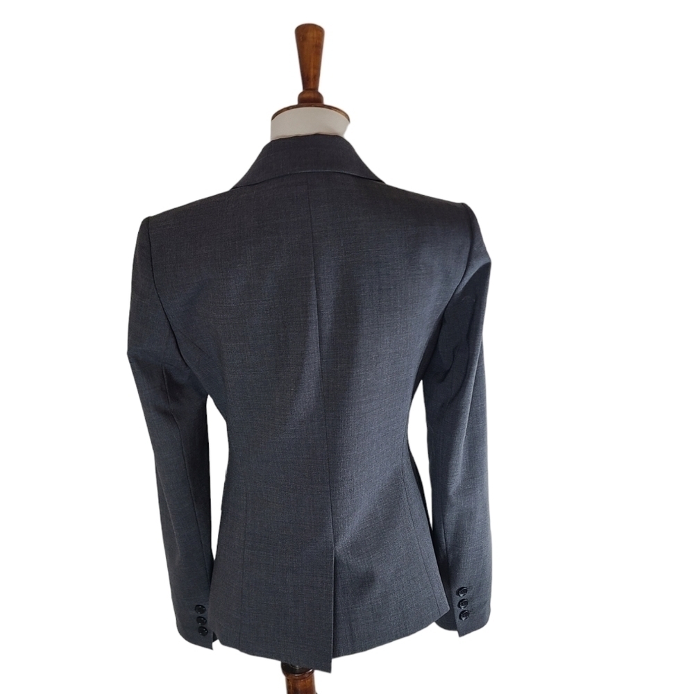 Theory Gray Virgin Wool Blazer One Button Tailored Career Work Jacket 2 Preowned - Picture 3 of 8